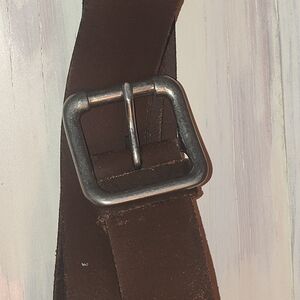 Brown Leather Belt with Silver Buckle